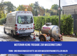 Weiterhin keine Freigabe zur Wassernutzung – nur Toilettenspülung ist gegeben.