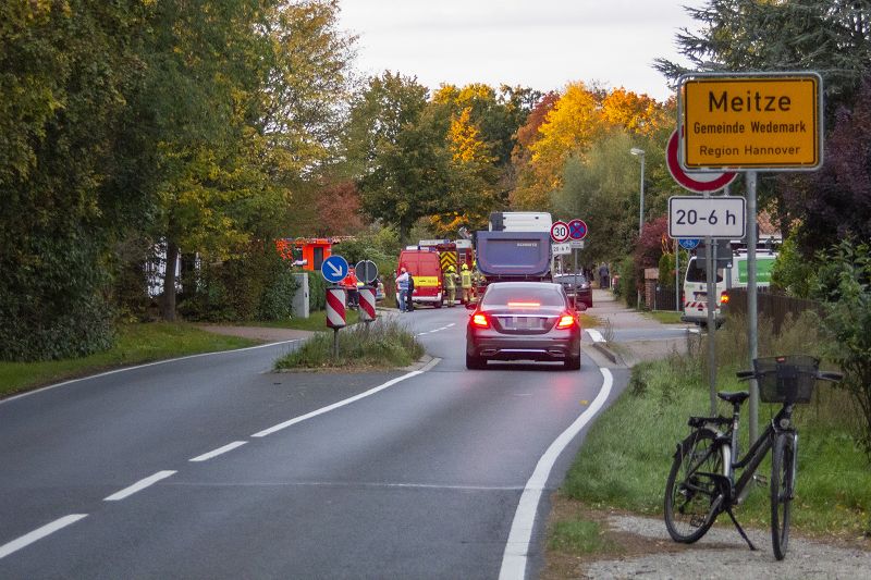 Minibagger beschädigt Gasleitung in Wedemark / Meitze