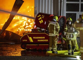 Brand auf dem alten Schlachthof in Hannover-Bult LUF im Einsatz