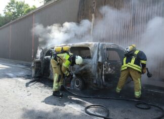 Kleintransporter brennt in Trogstrecke vollständig aus Fahrzeugbrand