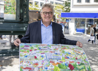 20 Jahre Region Hannover: Wimmelbild in der Kröpcke-Uhr Regionspräsident Hauke Jagau