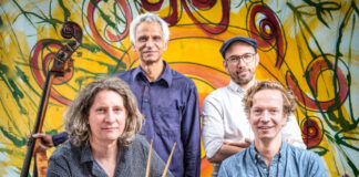Jens Düppe Quartett, Links unten, Jens Düppe, Rechts, Fred Köster,oben links Christian Ramond, Lars Düppler , rechts oben, Siegburg 13.5.2021