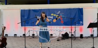 Susanne Würmell spielte Glasharfe