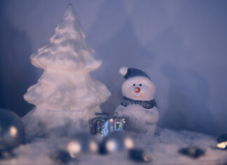 Frohe und friedliche Weihnachten kleiner Schneemann