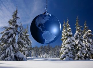 Der Klimawandel vertreibt Weiße Weihnachten aus Deutschland Winterwalt mir Weltkugel