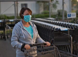 FP2-Maske im Einzelhandel ab Dienstag, 21. Dezember 2021 verpflichtend Maske Einkaufswagen