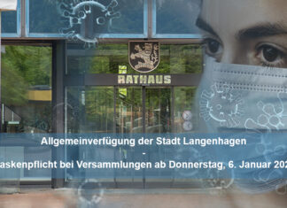Maskenpflicht bei Versammlungen im Stadtgebiet der Stadt Langenhagen Symbolbild - Rathaus Langenhagen