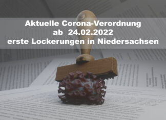 Lockerungsdreischritt – neue Corona-Verordnung für Niedersachsen Grafik Stempel auf Coronavirus