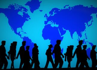 Region Hannover: Aufnahme von Geflüchteten – Bürgermeister*innen solidarisieren sich Grafik Weltkarte mit Menschenstrom