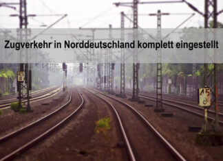 Aktuelles Sturmgeschehen – Deutsche Bahn stellt Zugverkehr schrittweise ein Bahngleise