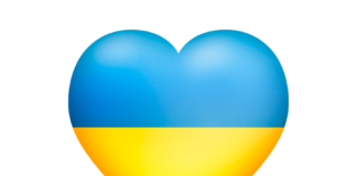 Grafik - Herz in Farben der Flagge der Ukraine