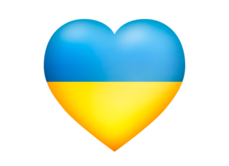 Stadt Langenhagen bietet derzeit etwa 400 Geflüchteten aus der Ukraine Unterkunft Grafik - Herz in Farben der Flagge der Ukraine