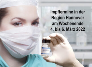 Impftermine am Wochenende 4. bis 6. März 2022 in der Region Hannover Themenbild: Impftermine Wochenende - 4.-6. März 2022 in der Region Hannover.