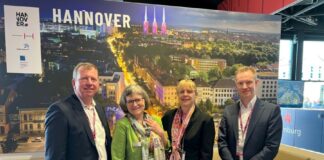 Geschäftsführer Region Nord & West Aurelis Real Estate, Kay de Cassan, Fachbereich Wirtschaft Landeshauptstadt Hannover, Claudia Roehl, Runze & Casper Werbeagentur GmbH und Alexander Skubowius, Fachbereichsleiter Wirtschafts- und Beschäftigungsförderung Region Hannover.