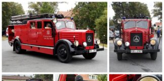 Collage historisches Feuerwehrfahrzeug
