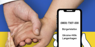 Grafik Ukraineflagge-Hände