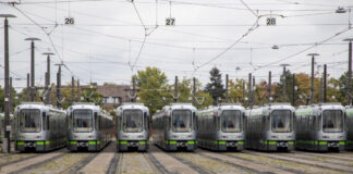 Straßenbahnen im Depot