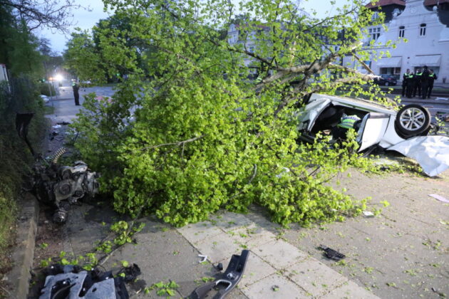 Verfolgungsjagd durch Hannover endet an einem Baum