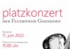 Plakat: Ortsfeuerwehr Godshorn lädt zum traditionellen Platzkonzert am 11. Juni 2022.