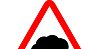 Verkehrsschild Gewitter - Wolke mit Blitz