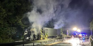 LKW-Brand auf der B65