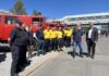Sechs weitere Feuerwehrfahrzeuge gingen heute im Beisein von Innenminister Boris Pistoris in die Ukraine
