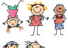 grafik spielende und hüpfende kinder