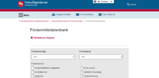 Screenshot FreiwilligenServer des Landes Niedersachsen