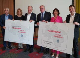 Niedersachsen – Gemeinsam durch die Energiekrise v.l. Meyer, Zapreva, Weil, Althusmann, Schmitt, Brunotte