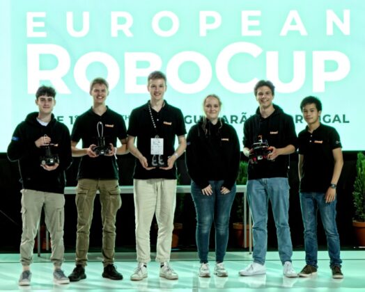 Amtierende Europameister (vl.): Eduard Fell, Malte Gembus, Nick Padrok, Lara Trappmann, Devin Milnik und Justin Nguyen.