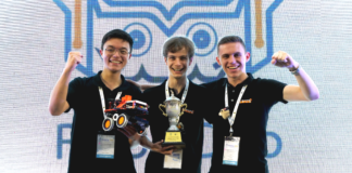 Das Weltmeisterteam (vl.) rund um Vincent Michalski, Gunnar Wild und Lennard Lessig.