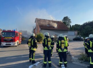 Dachstuhlbrand in Langreder Feuerwehreinsatz