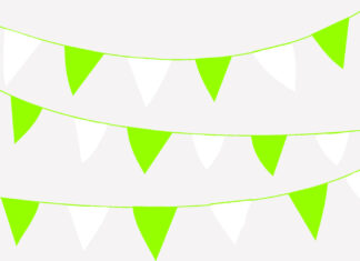 Weißgrünes Dekorationsmaterial für den Schützenausmarsch am 3. September Wimpelkette - grün/weiß