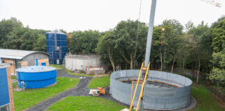 Der im Bau befindliche neue Gasspeicher der Kläranlage in Langenhagen.