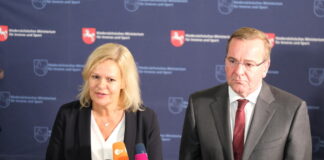 Bundesministerin des Innern und für Heimat, Nancy Faeser und Niedersachsens Innenminister Boris Pistorius.