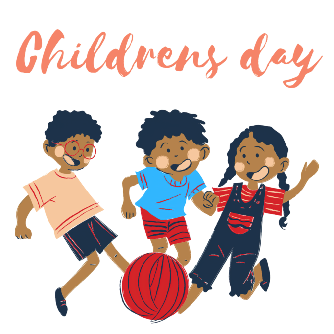 Grafik: spielende Kinder - Childrens Day