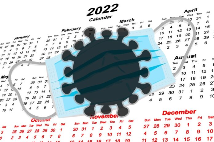 Grafik Coronavirus vor Kalender 2022