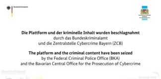 Unter der ursprünglichen Erreichbarkeit der Webseite wurde dieser Sicherstellungsbanner veröffentlicht.