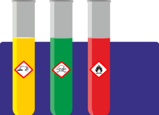 Gemeinschaftsprojekt von THW, BBK und BPOL stärkt Bekämpfung künftiger CBRN-Gefahren Grafik Reagenzgläser / Chemie