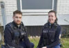 Die eingesetzten Bundespolizisten mit dem Hund