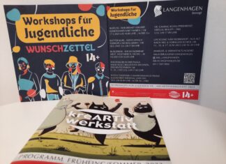 Anmeldung für das kreARTiv werkstatt Programm startet Flyer : kreARTiv werkstatt