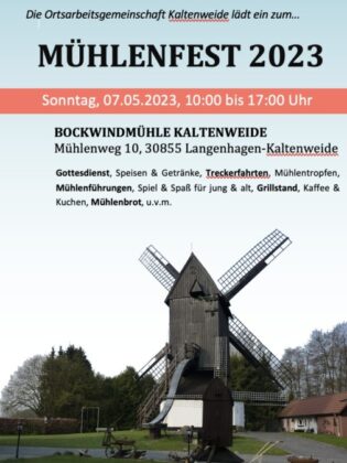Flyer Mühlenfest Kaltenweide 2023
