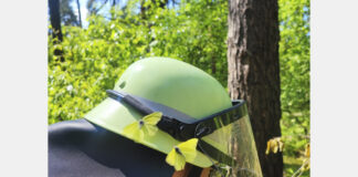 Schmetterlinge landen bei Einsatz auf Feuerwehrhelm