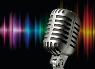 Public Viewing zum ESC 2023 in der VHS Hannover Symbolbild: Mikrofon