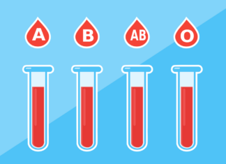 Werde Superheld:in! – Blutspendedienst der MHH ruft zur Thrombozytenspende auf Grafik: Reagenzröhrchen mit Blutgruppenbezeichnung