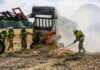 Brand Engelbostel - Strohballenpresse/Feld