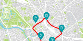 Grafik: Der Cityring Hannover mit den Schnellladepunkten von enercity