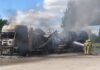 Feuerwehreinsatz LKW Brand auf der A7 bei Großburgwedel