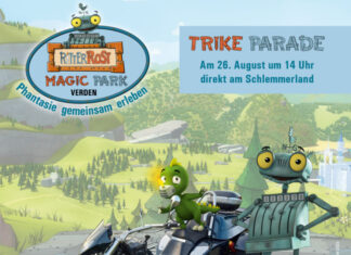 Trike-Parade und Ausstellung im RitterRost Magic Park Poster: Am 26. August lädt der RitterRost Magic Park von 14:00 bis 15:30 Uhr zu einer spektakulären Trike-Parade und Fahrzeugausstellung ein.