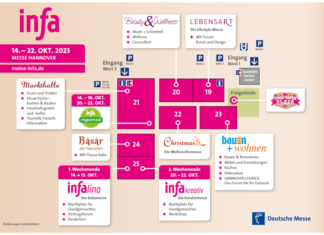 infa 2023 – Mehr Aussteller, mehr Programm, mehr ALLES! Hallenplan: infa 2023